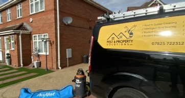 pest and property solutions van at residential home